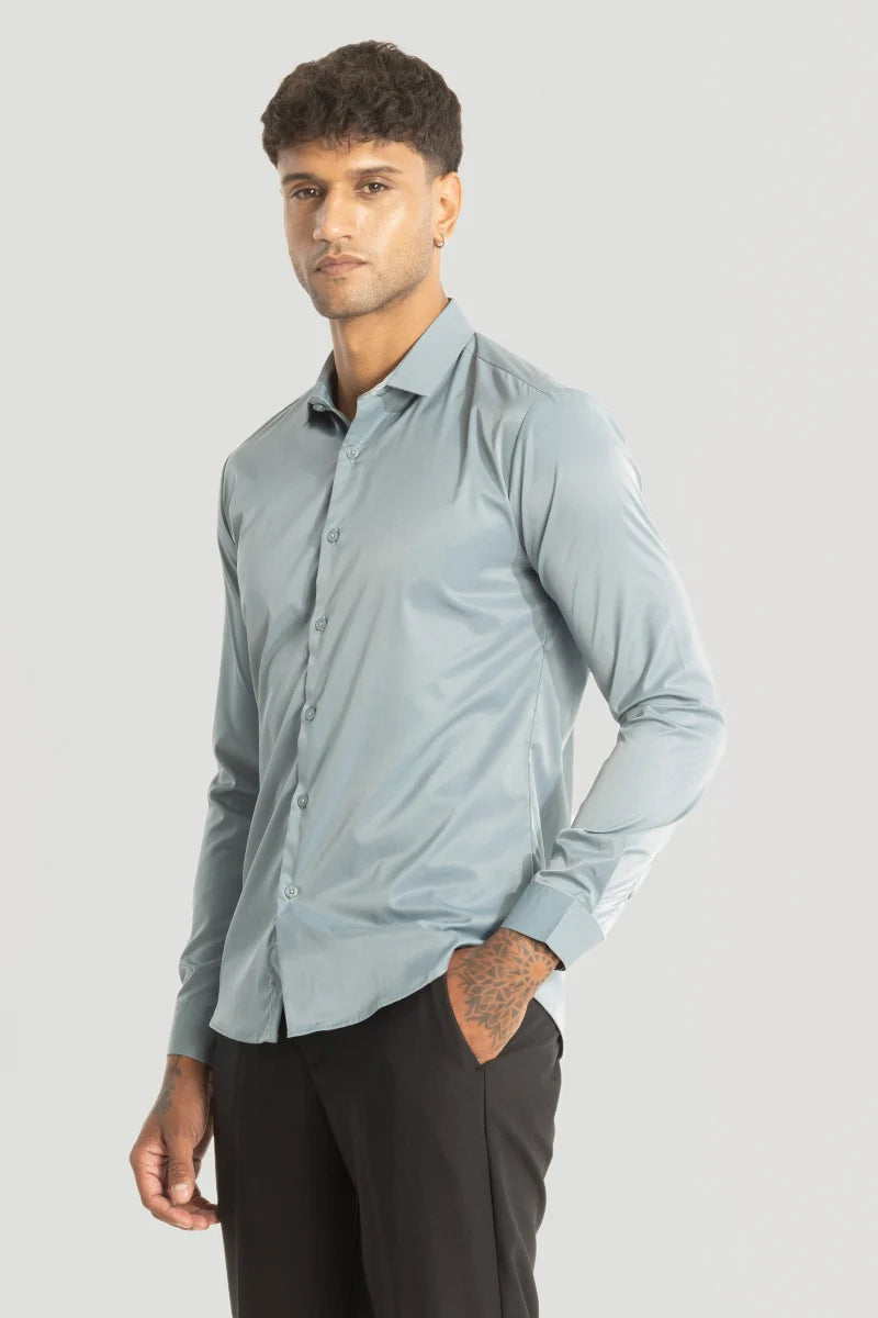 Blue Slim Fit Stretch Shirt