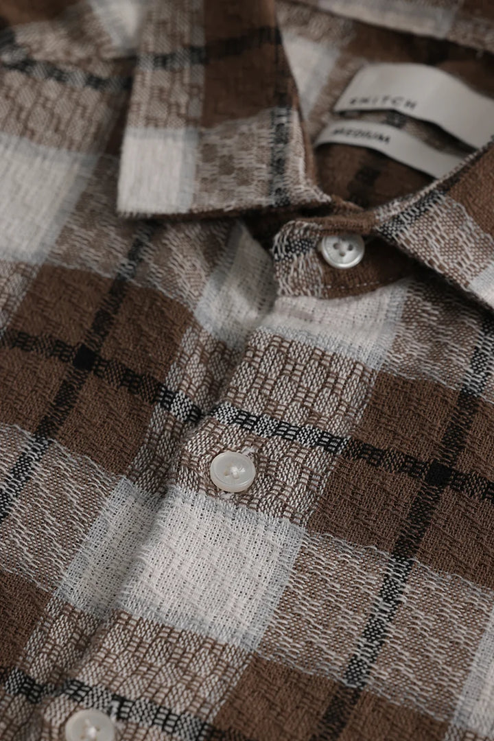 Plaided Dark Brown Check Shirt