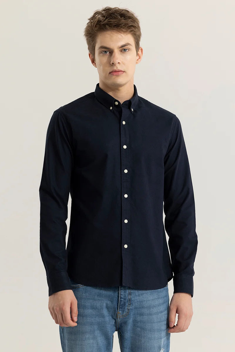 Buy Men's ClassicContour Plain Navy Shirt Online | Snitch – SNITCH