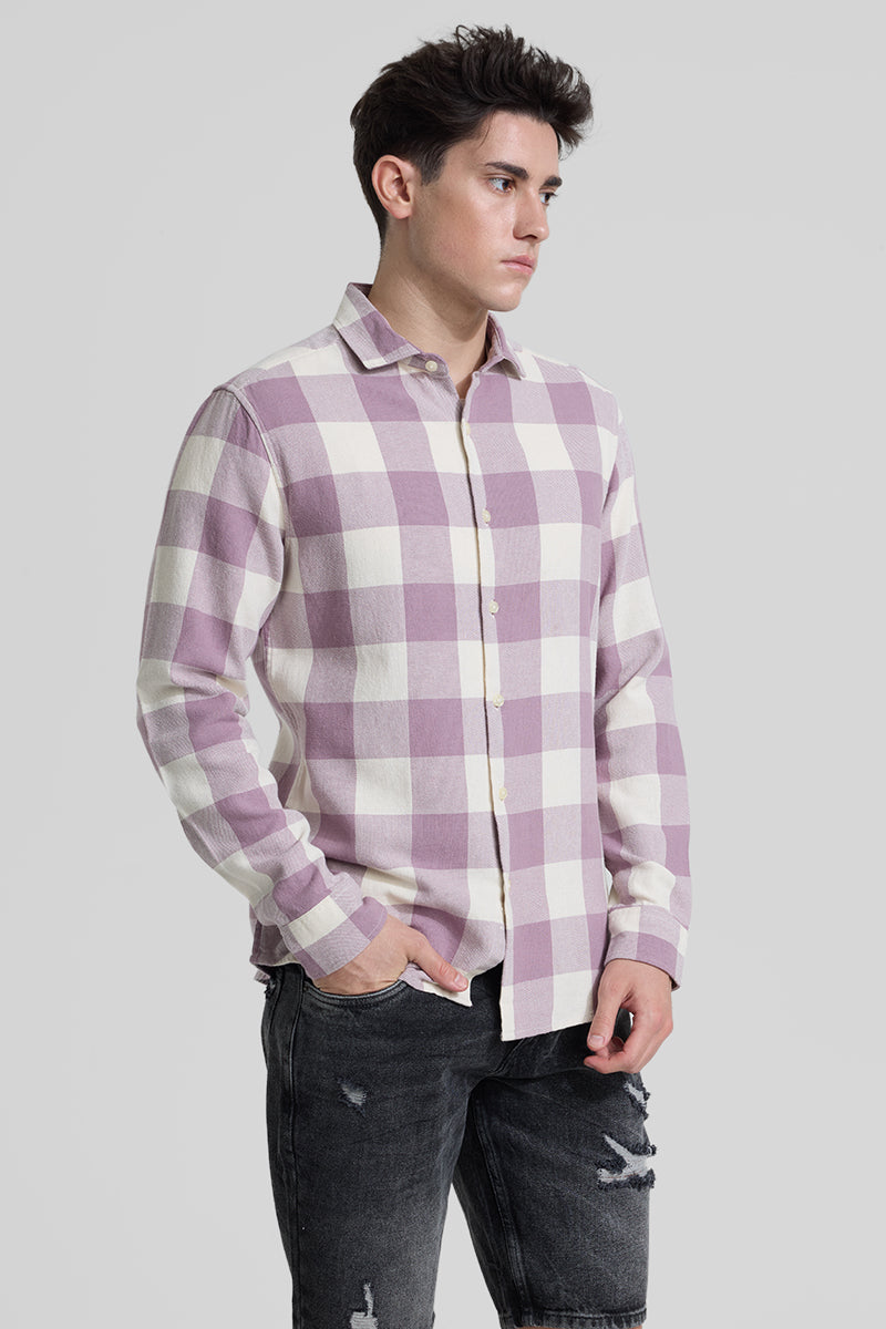 Lavender Slim Fit Checks Shirt