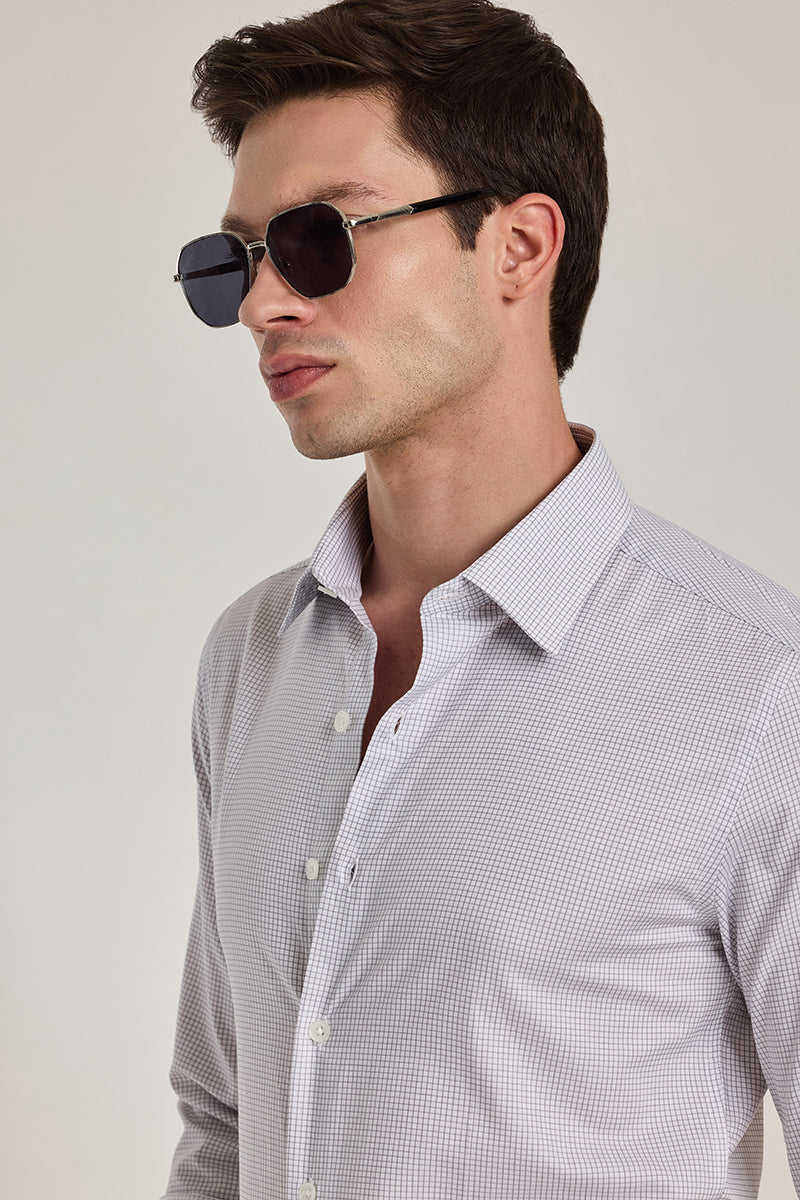 Light Grey Checks Giza Cotton Shirt