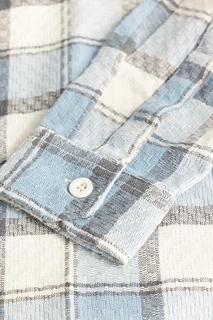 Light Blue Textured Checks shirt