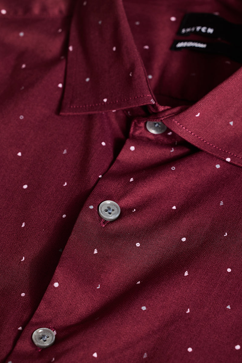 Maroon Printed Slim Fit Shirt