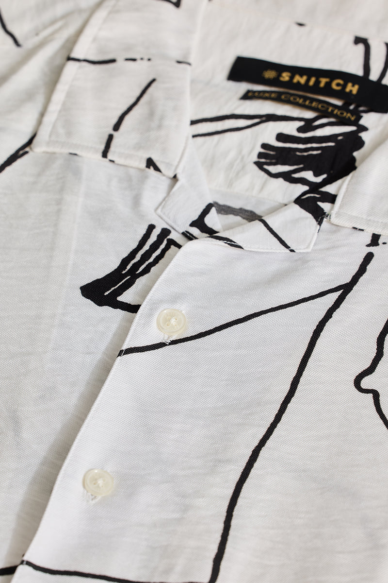 White Cuban Abstract Shirt