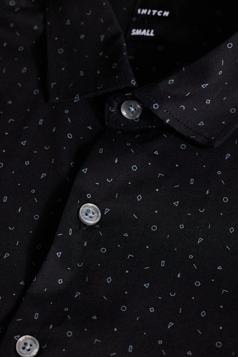 Black Geometric Slim Fit Shirt