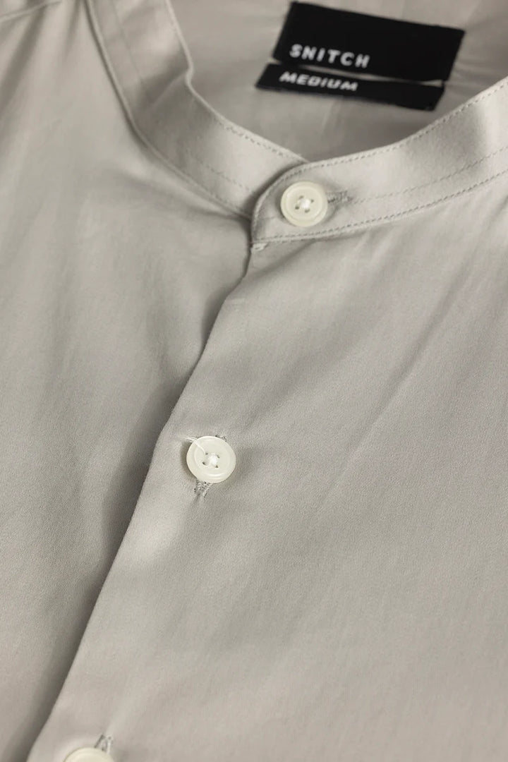 Alfonso Light Grey Plain Satin Shirt