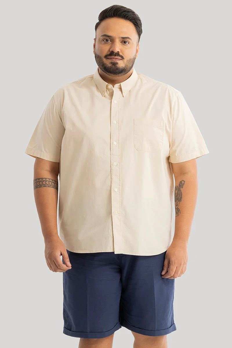 Downtown Beige Oxford Plus Size Shirt