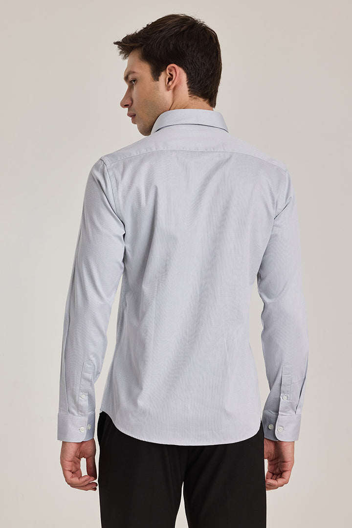 Light Grey Solid Slim Fit Shirt