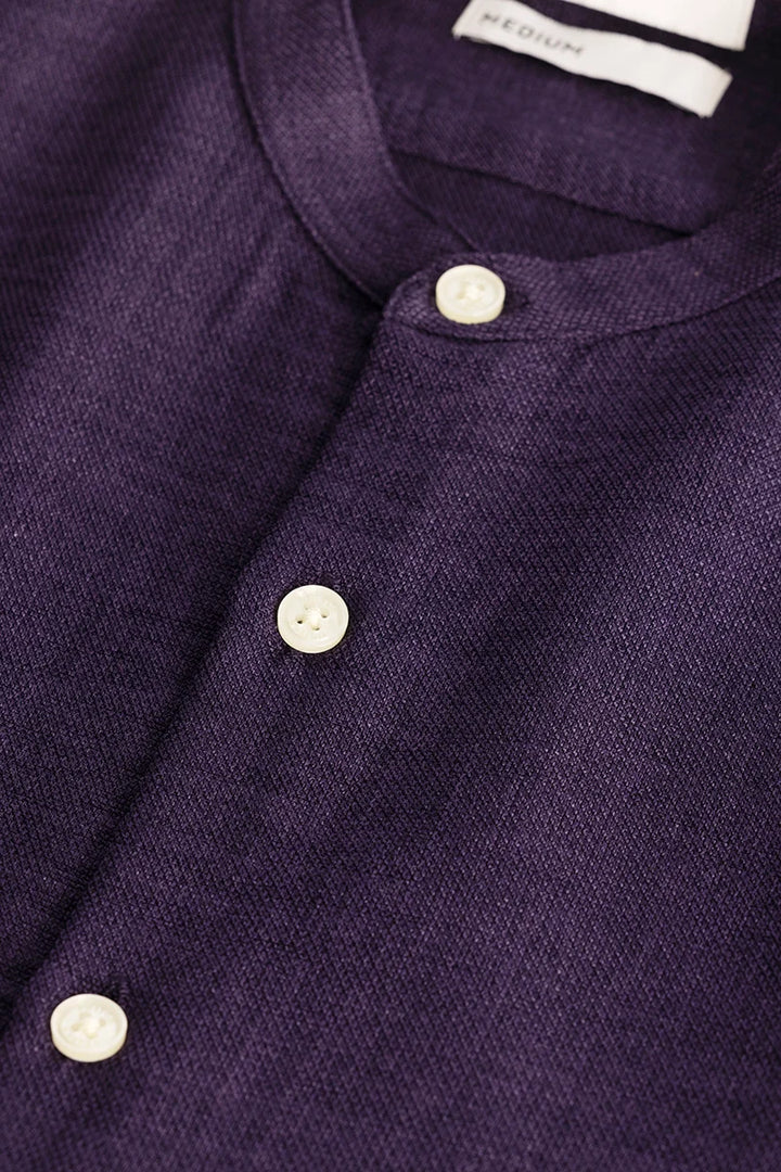 Purple Plain Mandarin Shirt