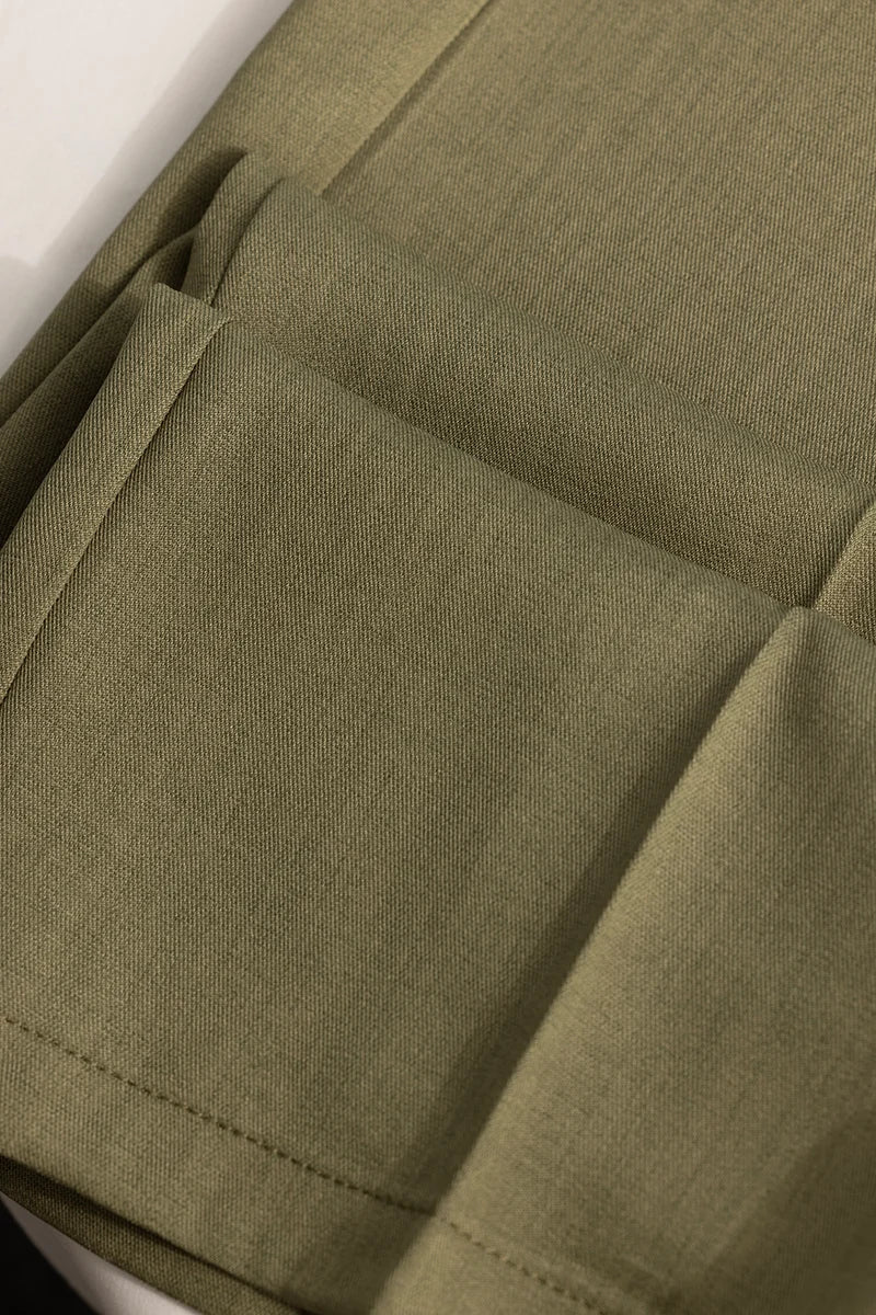 Olive Plain Relaxed Fit Trousers