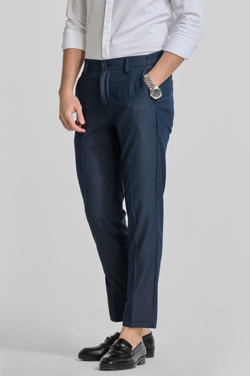 Navy Stretch Slim Fit Trousers