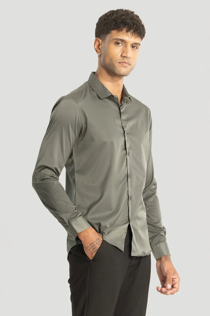 Olive Slim Fit Stretch Shirt