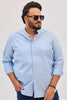 Light Blue Mandarin Plus Size Shirt