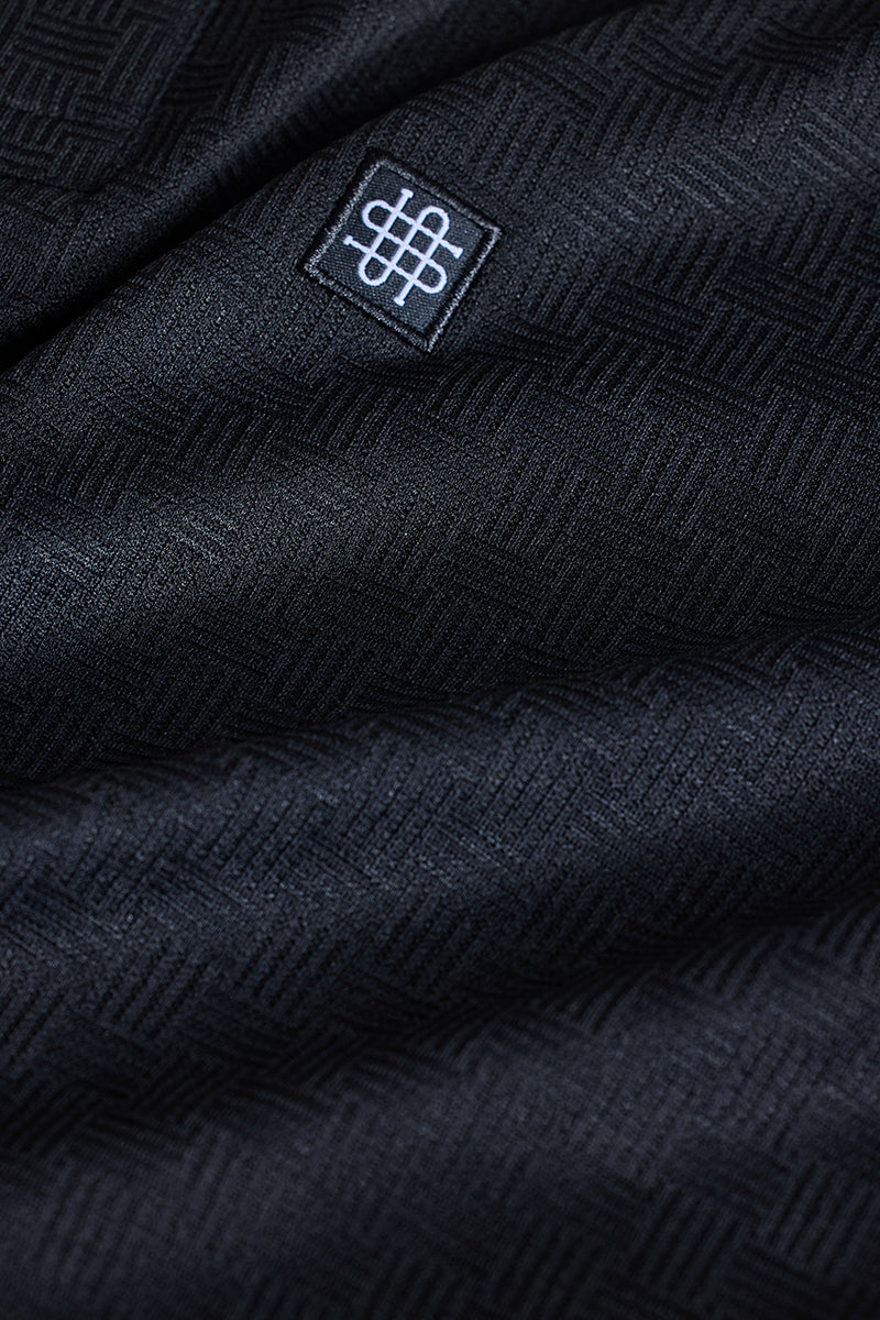 Black Textured Polo T-Shirt