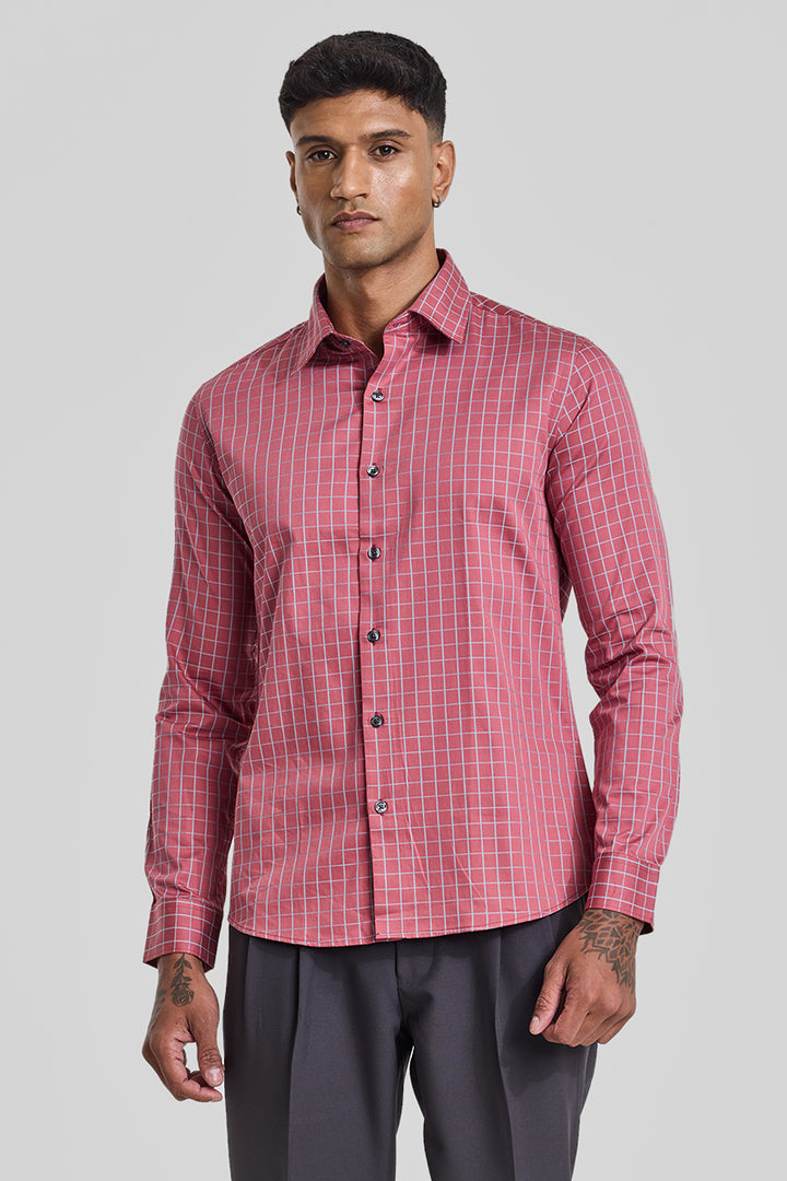 Red Checks Slim Fit Shirt