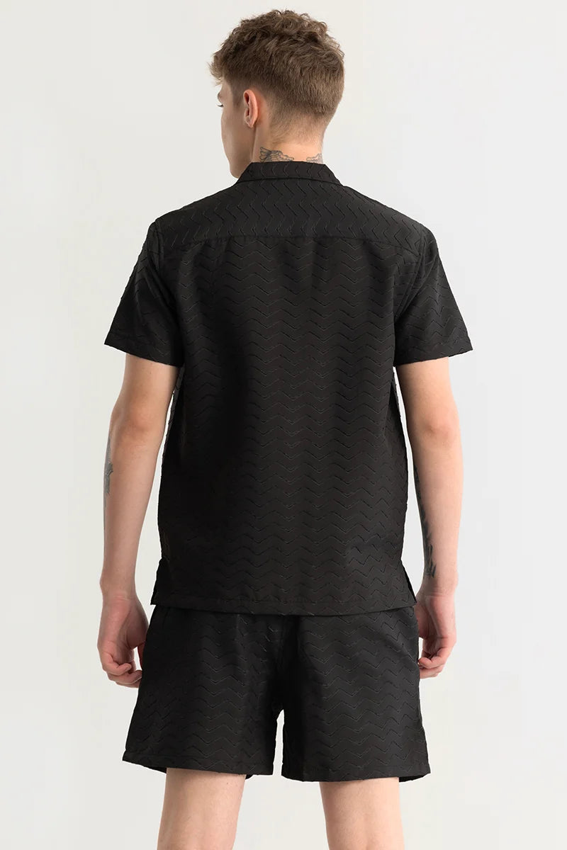 Cross Wave Black Textured Co-Ords