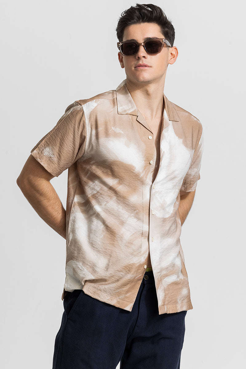 Light Brown Cuban Abstract Shirt