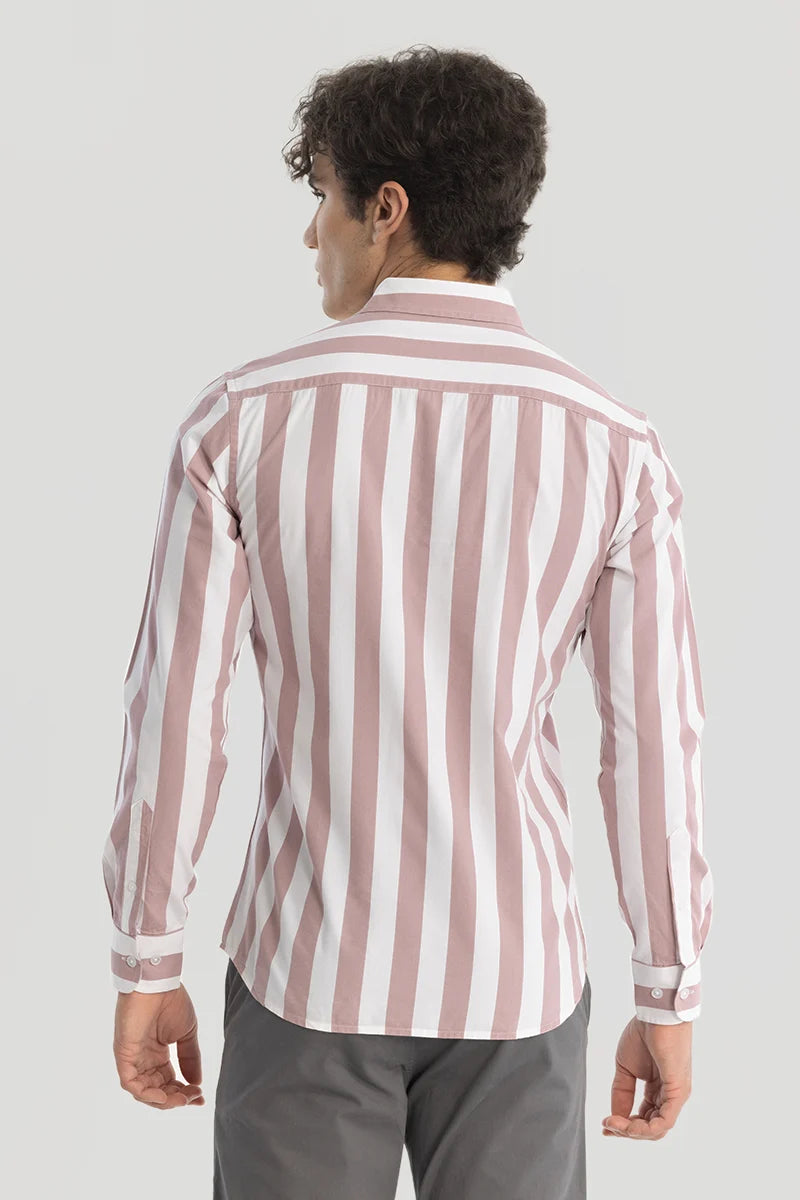 Mauve Slim Fit Stripes Shirt