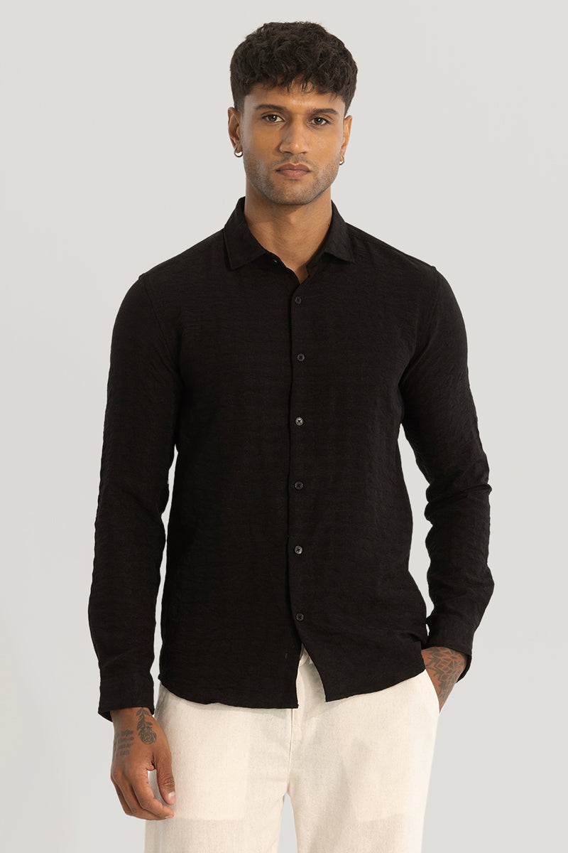 Black Self-Design Shirt