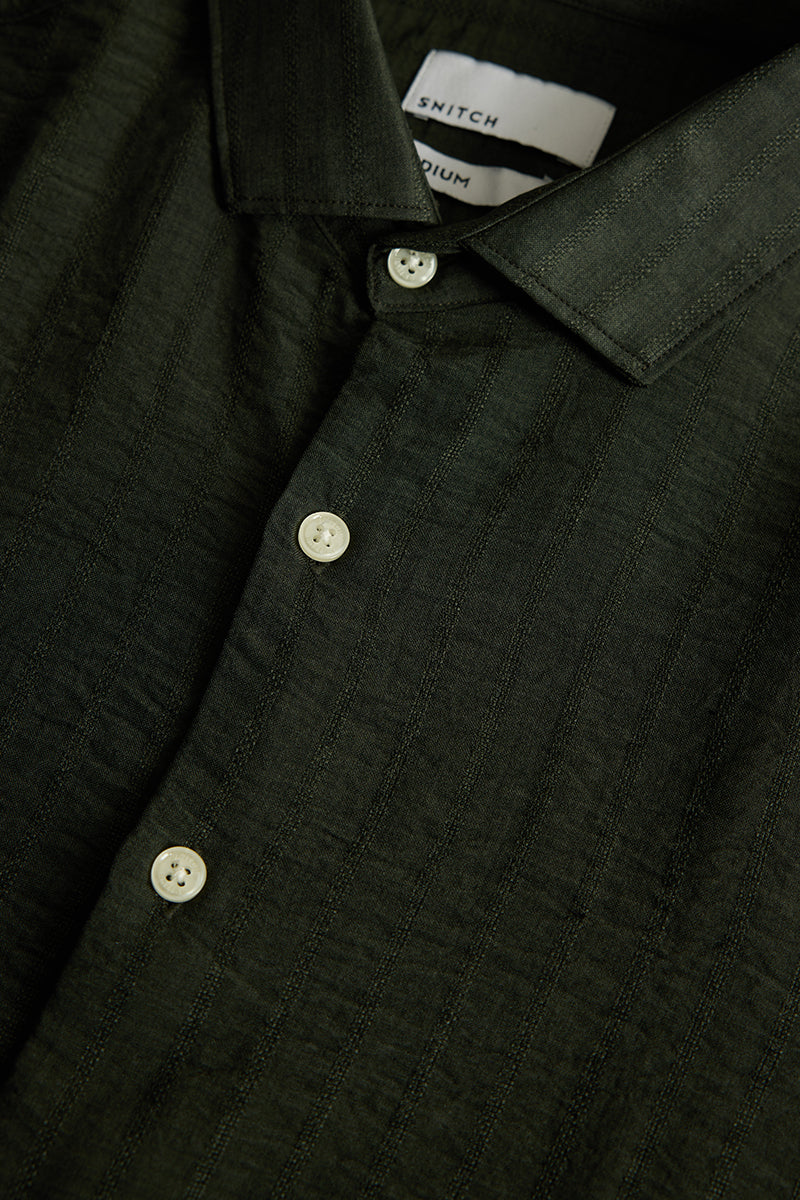 Olive Self Stripe Shirt