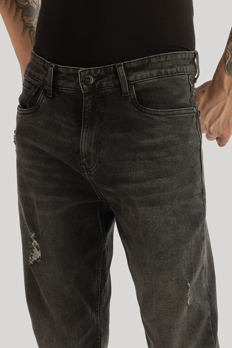 Ember Grunge Black Distressed Comfort Fit Jeans