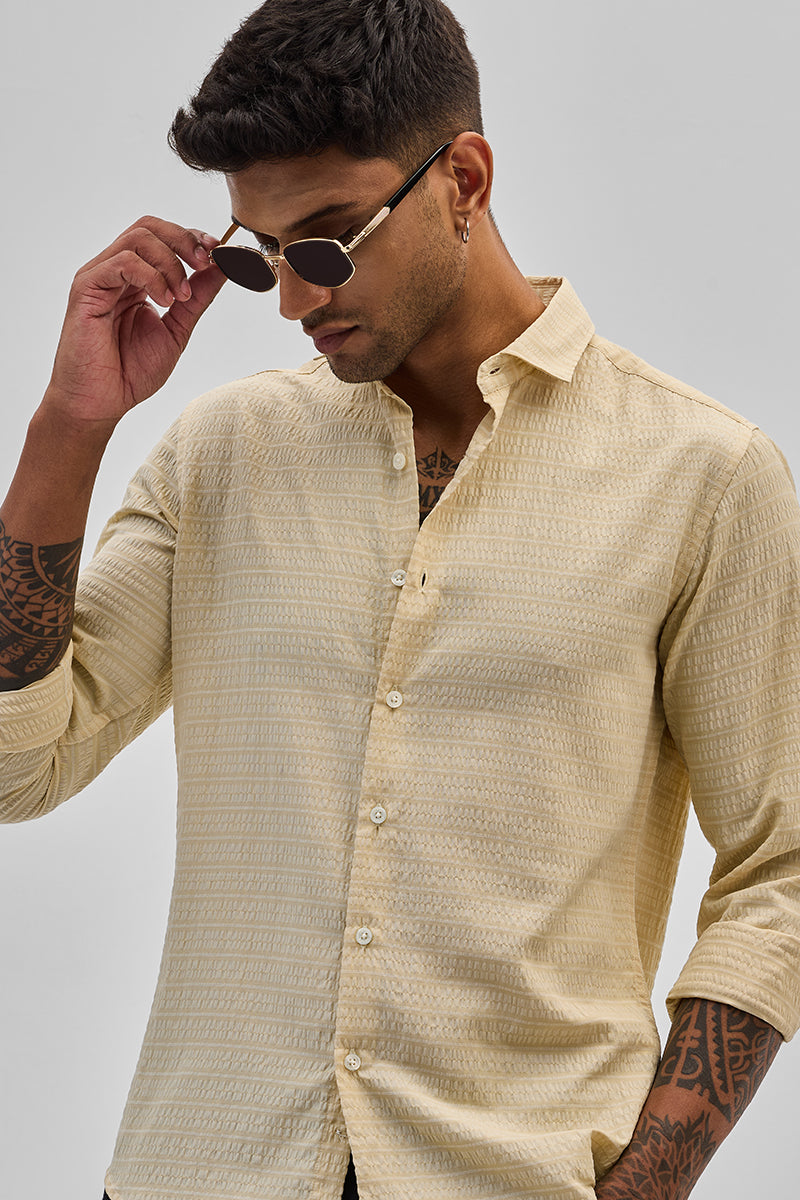 Beige Stripes Slim Fit Shirt