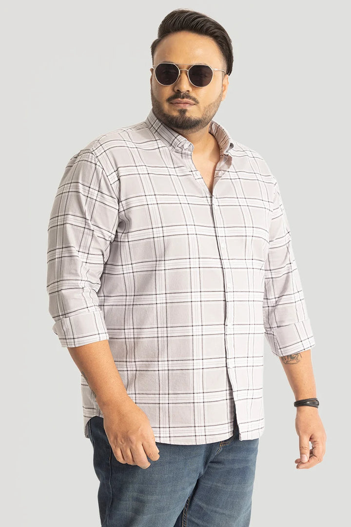 Light Grey Oxford Checks Plus Size Shirt