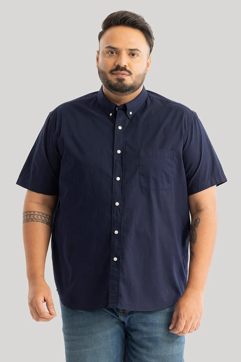 Downtown Navy Oxford Plus Size Shirt