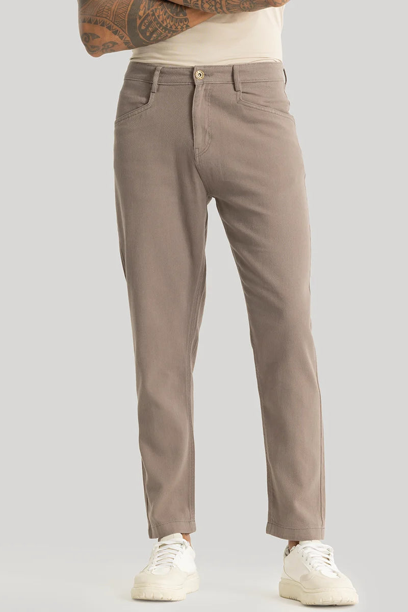 Camille Light Brown Plain Relaxed Fit Chinos