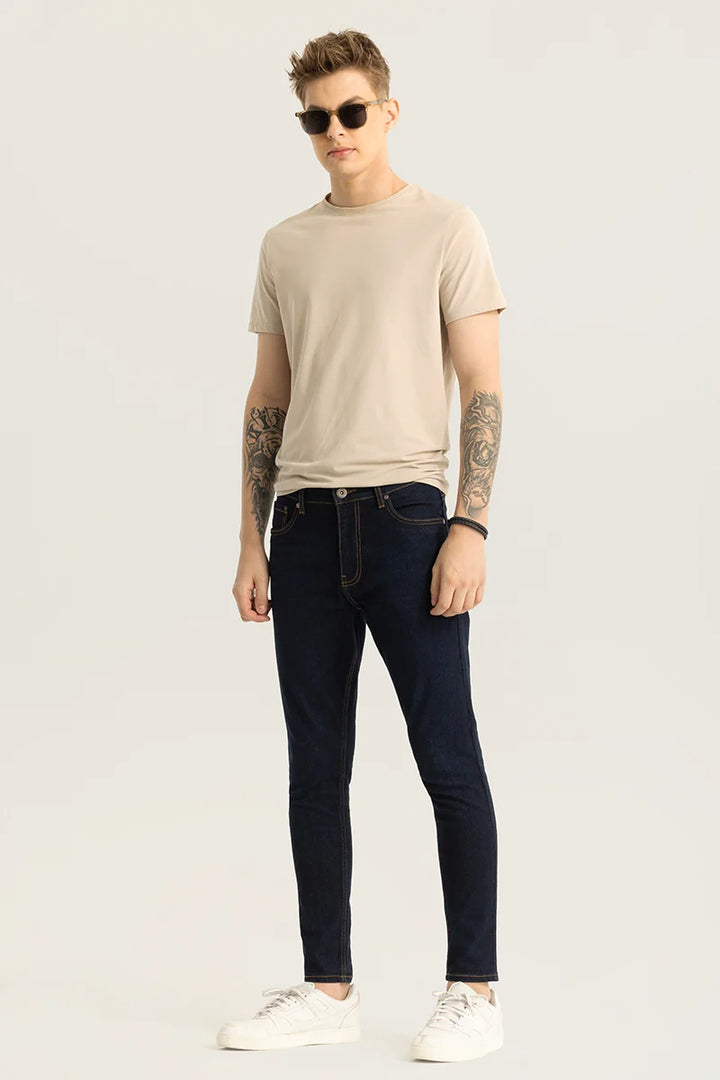 Delphine Deep Blue Plain Skinny Fit Jeans