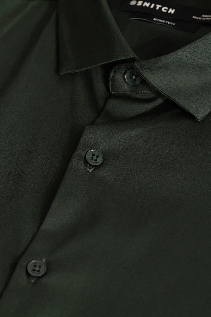 Etnni Dark Green Plain Stitchless Shirt