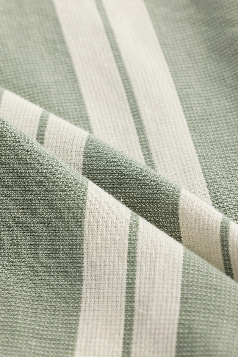 Green Stripes Linen Blend Shirt