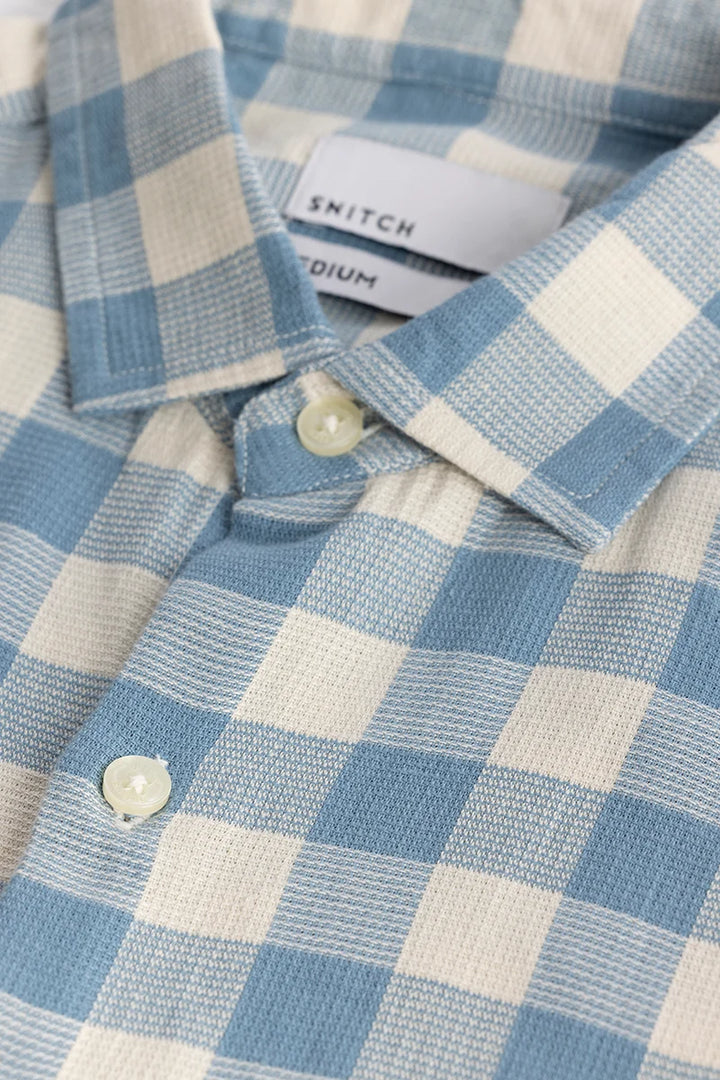 Elysium Blue Linen Checks Shirt