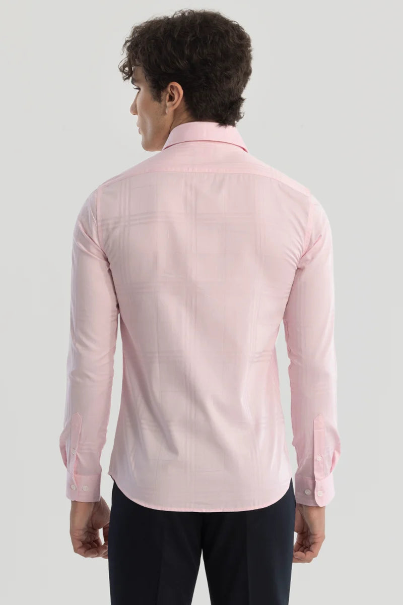 Pink Self Checks Shirt