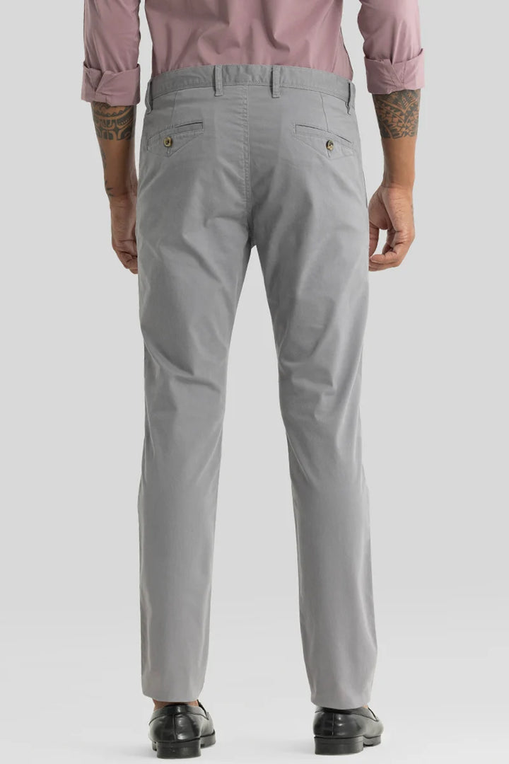 Astral Grey Plain Slim Fit Chinos