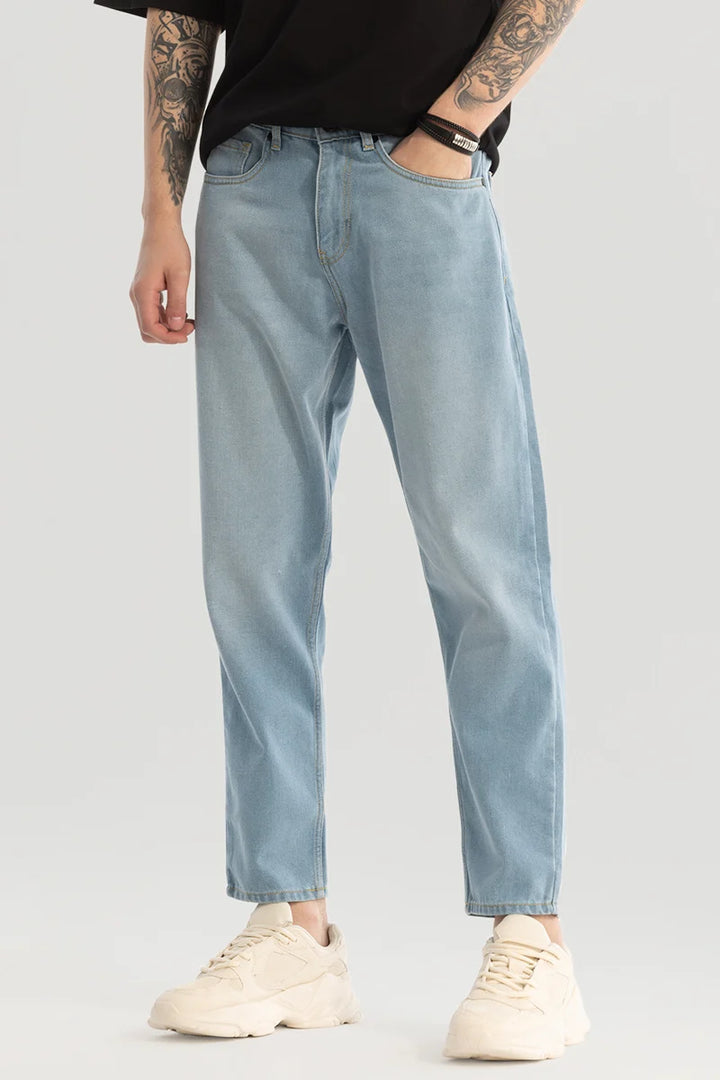 Light Blue Plain Baggy Fit Jeans