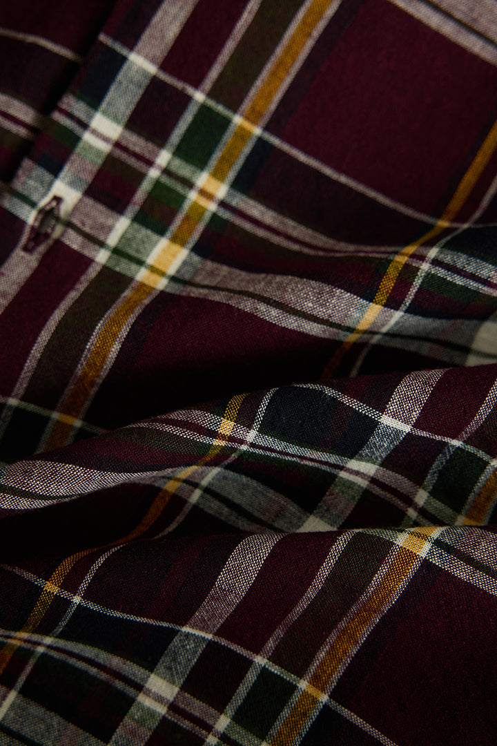 Maroon Checks Linen Shirt