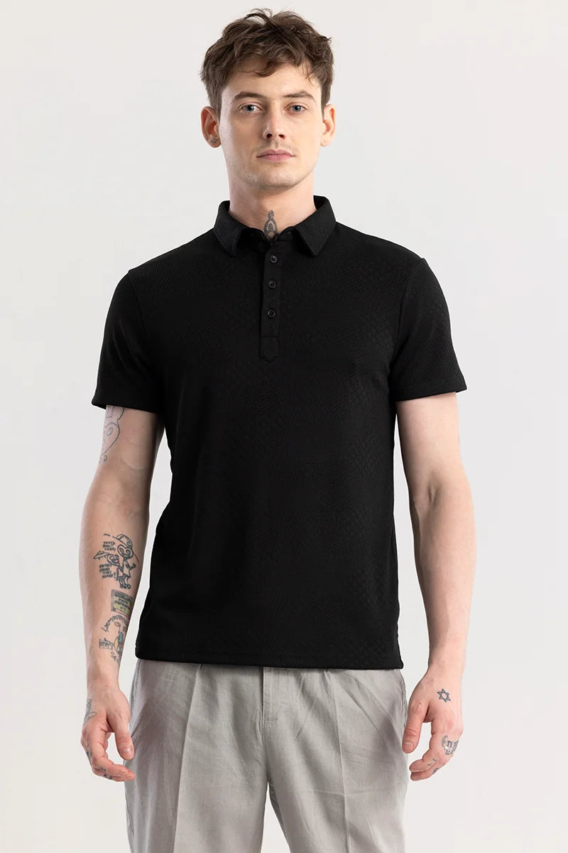 Meteor Black Polo T-Shirt