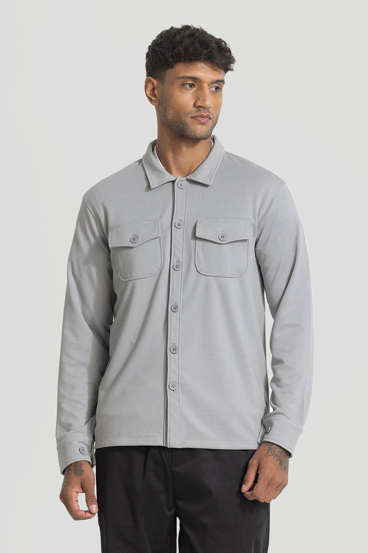 Light Grey Grid Checks Overshirt