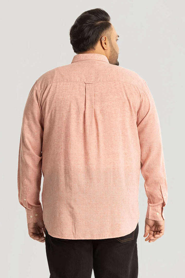 Peach Linen Blend Plus Size Shirt