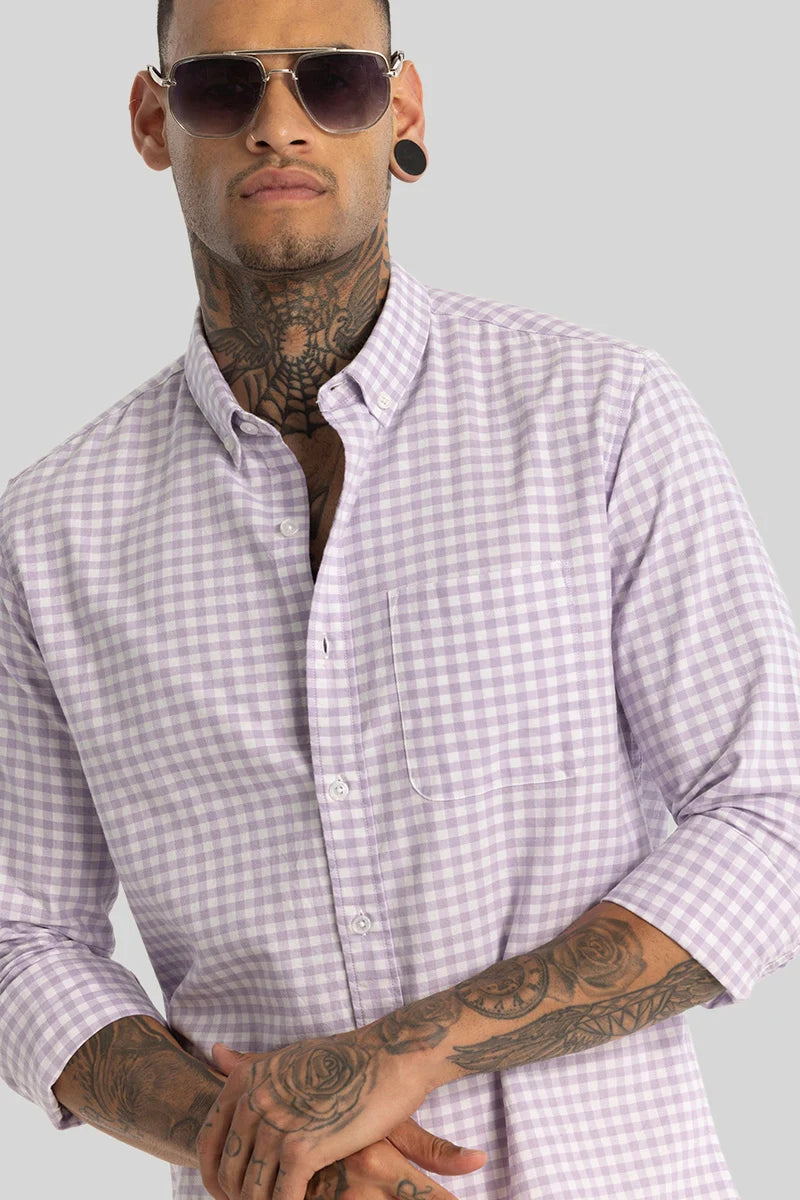 Lavender Gingham Checks Shirt