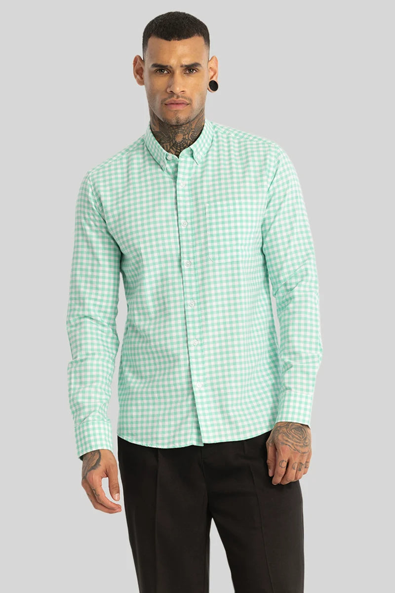 Green Gingham Checks Shirt