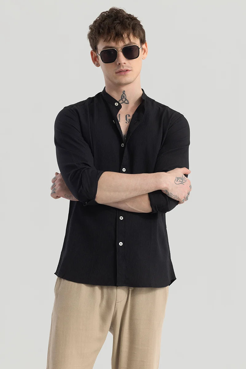 Berit Black Textured Shirts