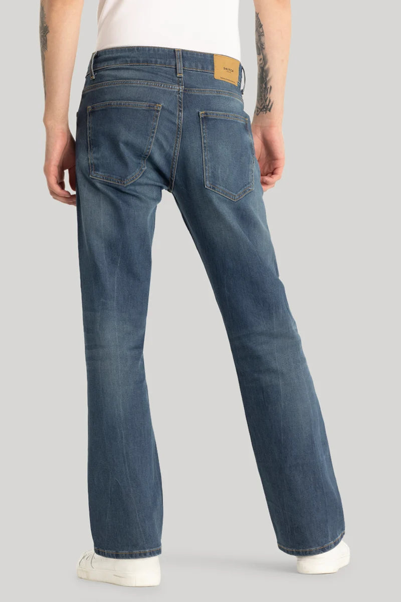 Cerulean Blue Plain Bootcut Jeans