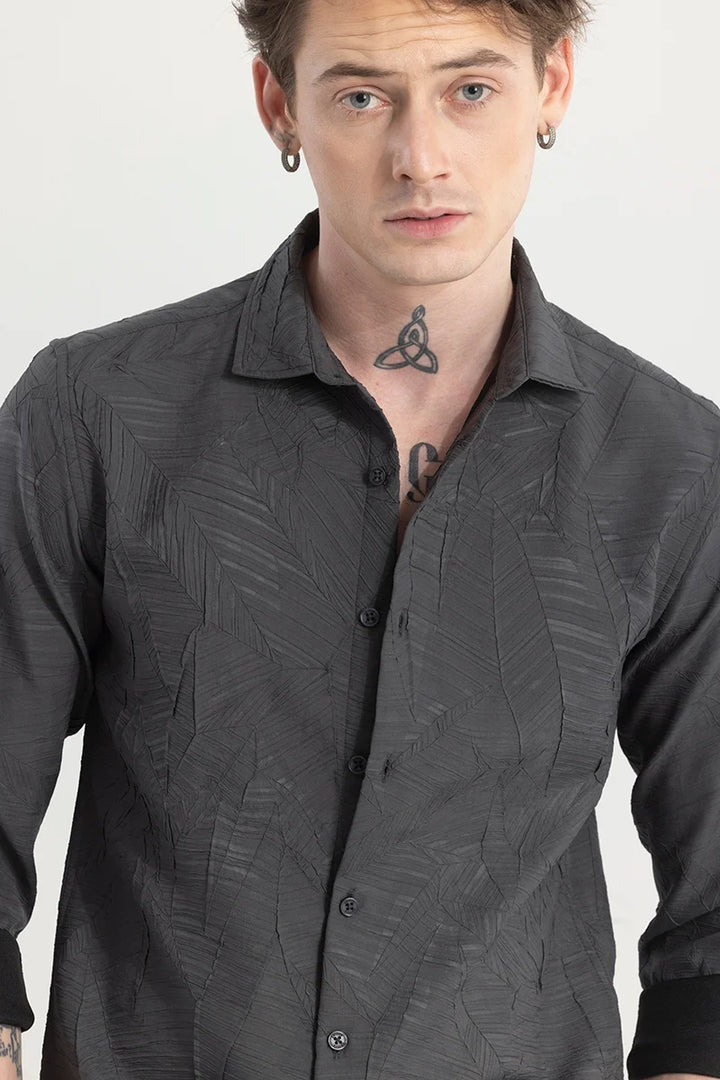 SlumberQuilt Grey Self-Design Shirt