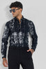 Navy Abstract Slim Fit Shirt