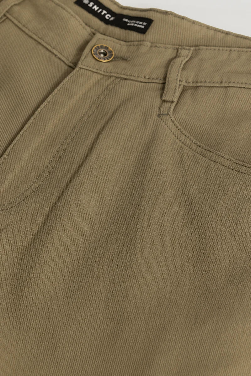 Viviane Khaki Plain Regular Fit Shorts