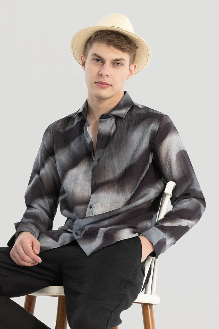 Black Textured Abstract Shirt