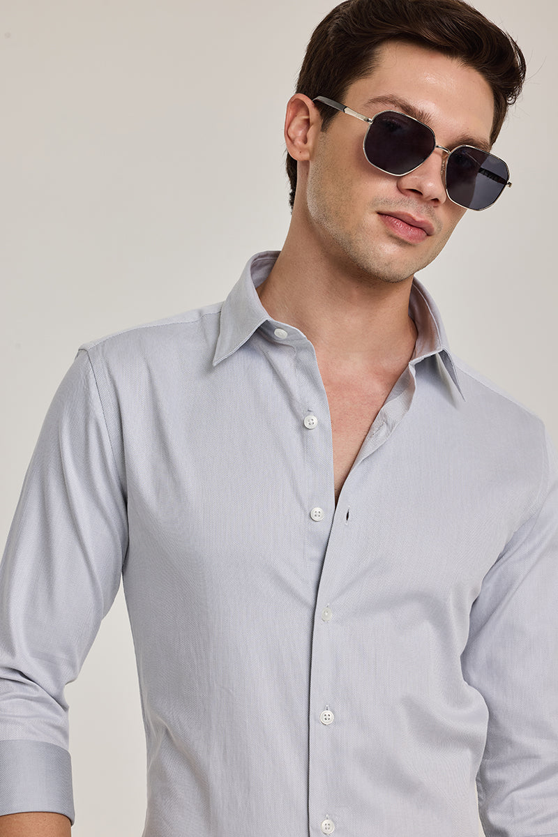 Light Grey Solid Slim Fit Shirt