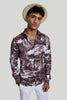 Brown Abstract Slim Fit Shirt